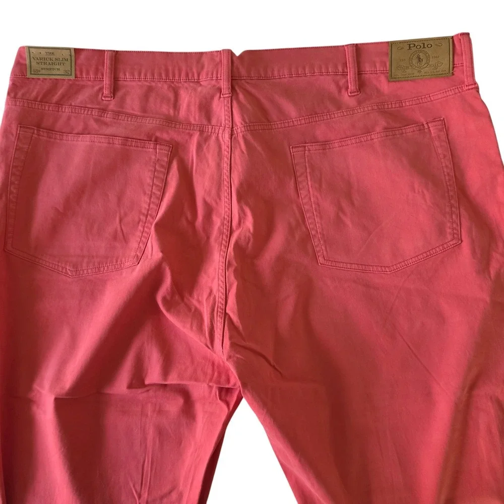 Polo Ralph Lauren Mens Varick Slim Straight Pants Red Salmon Pink 48B x 32